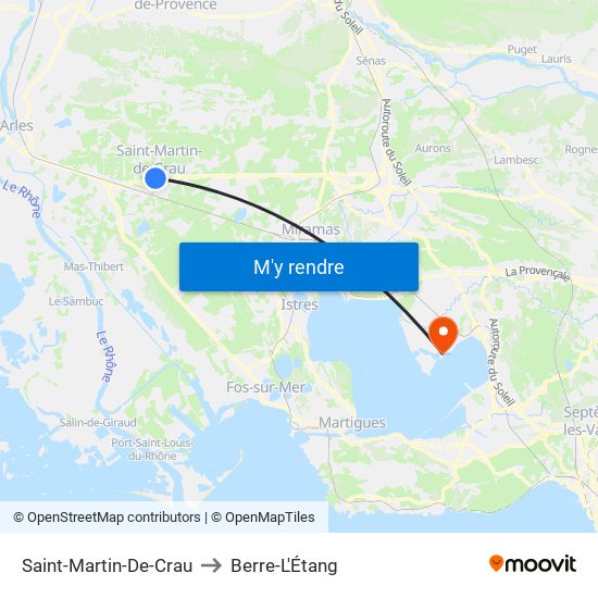 Saint-Martin-De-Crau to Berre-L'Étang map
