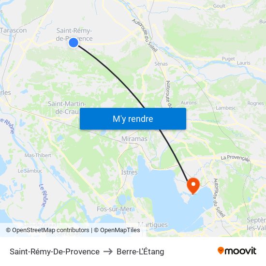Saint-Rémy-De-Provence to Berre-L'Étang map