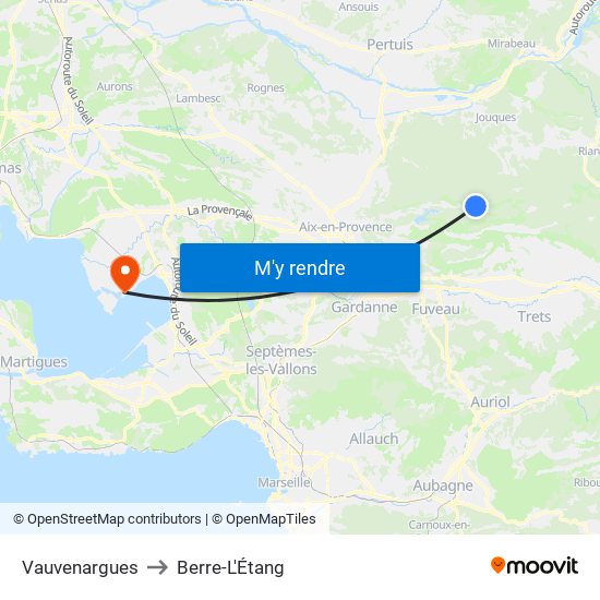 Vauvenargues to Berre-L'Étang map