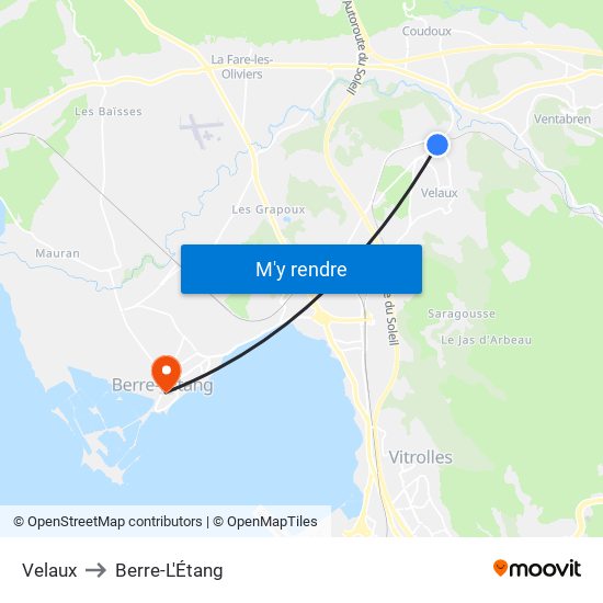 Velaux to Berre-L'Étang map