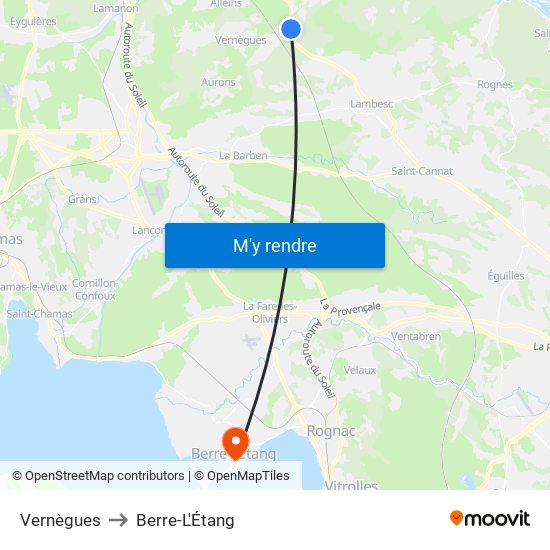 Vernègues to Berre-L'Étang map