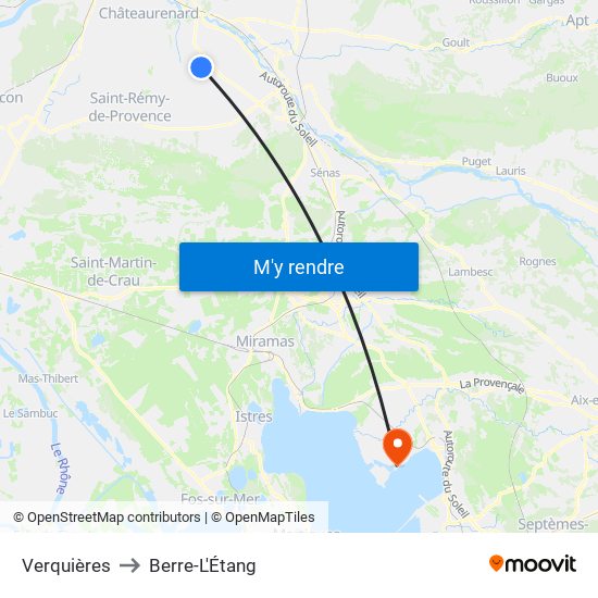 Verquières to Berre-L'Étang map