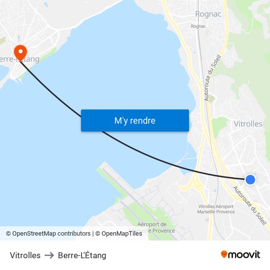 Vitrolles to Berre-L'Étang map