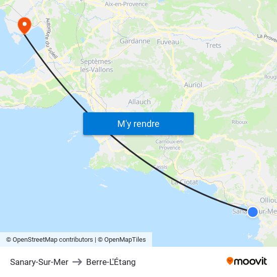 Sanary-Sur-Mer to Berre-L'Étang map