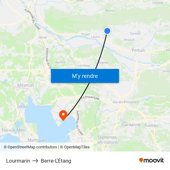 Lourmarin to Berre-L'Étang map