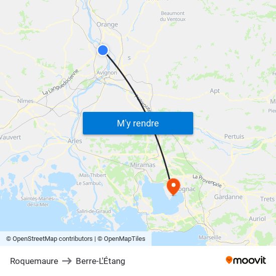 Roquemaure to Berre-L'Étang map