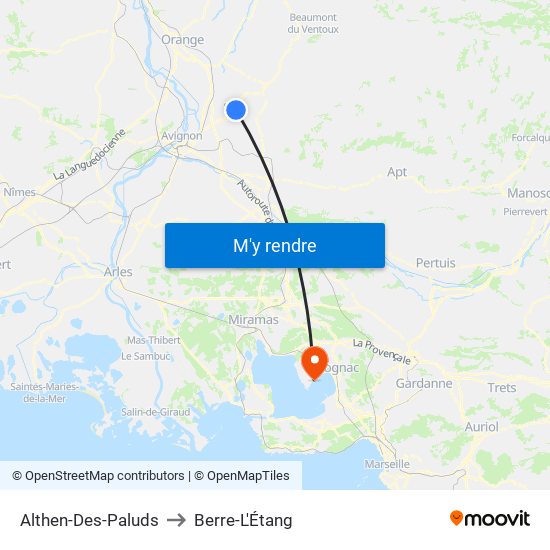 Althen-Des-Paluds to Berre-L'Étang map