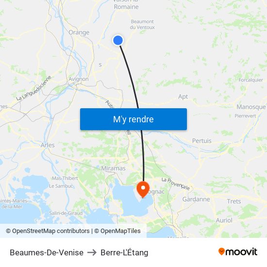 Beaumes-De-Venise to Berre-L'Étang map