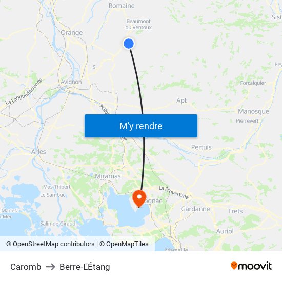 Caromb to Berre-L'Étang map