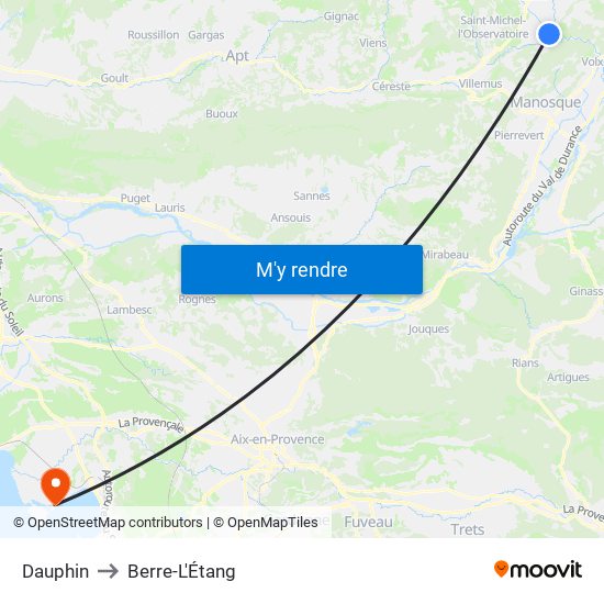 Dauphin to Berre-L'Étang map