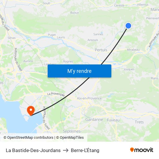 La Bastide-Des-Jourdans to Berre-L'Étang map