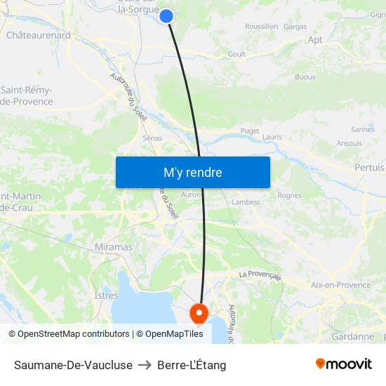 Saumane-De-Vaucluse to Berre-L'Étang map