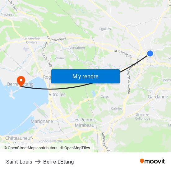 Saint-Louis to Berre-L'Étang map