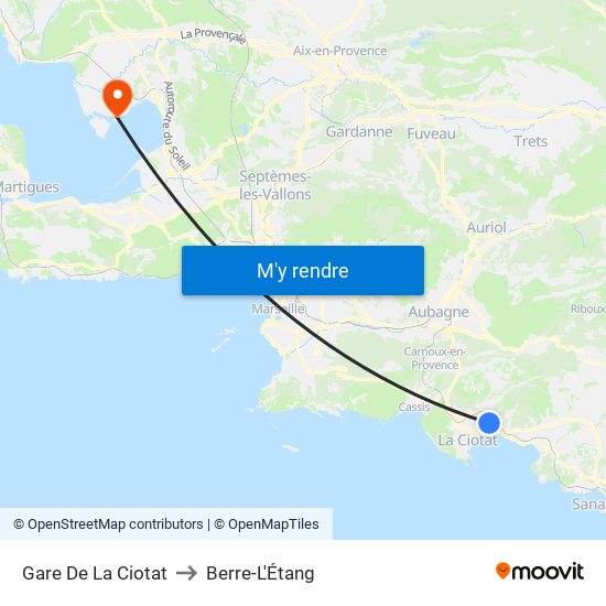 Gare De La Ciotat to Berre-L'Étang map