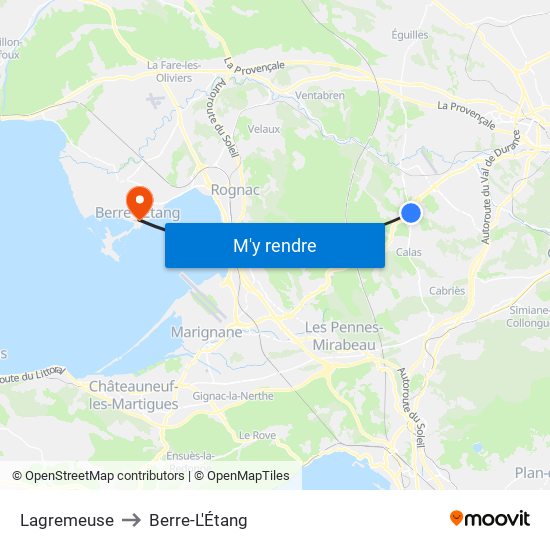 Lagremeuse to Berre-L'Étang map
