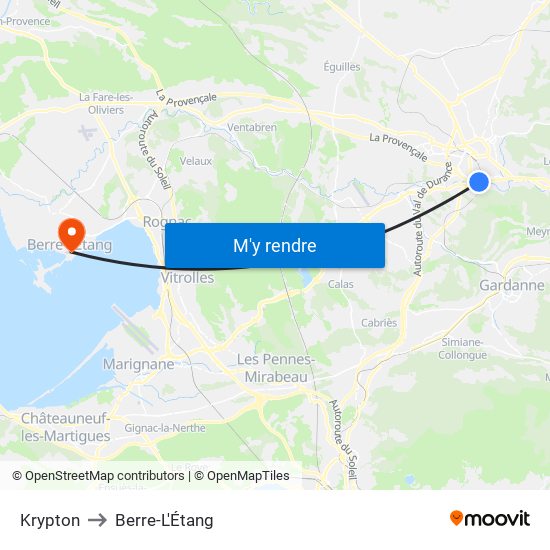 Krypton to Berre-L'Étang map