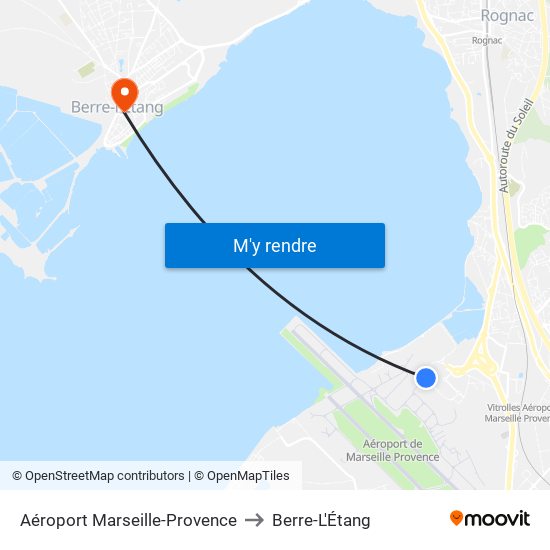 Aéroport Marseille-Provence to Berre-L'Étang map