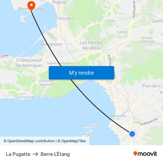 La Pugette to Berre-L'Étang map