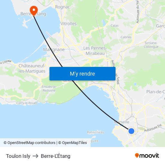 Toulon Isly to Berre-L'Étang map