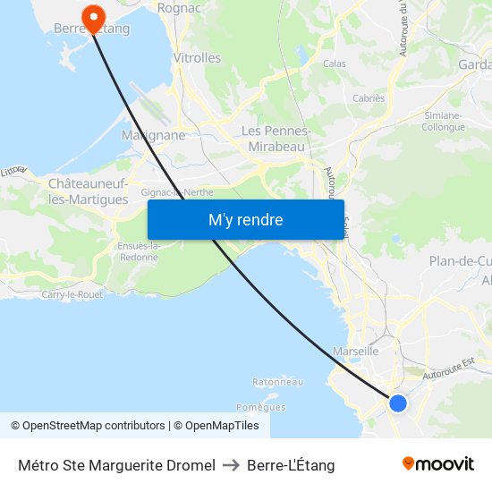 Métro Ste Marguerite Dromel to Berre-L'Étang map