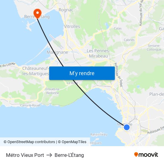 Métro Vieux Port to Berre-L'Étang map