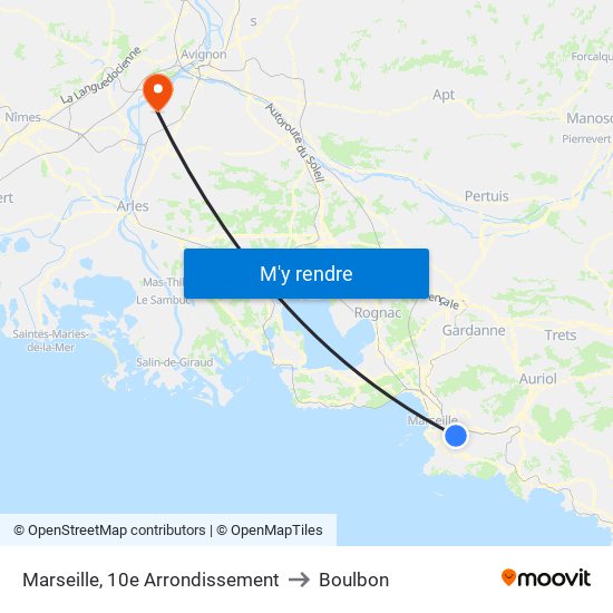 Marseille, 10e Arrondissement to Boulbon map