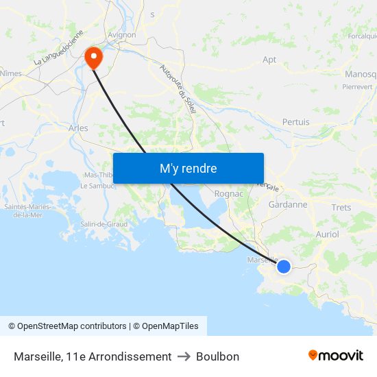Marseille, 11e Arrondissement to Boulbon map