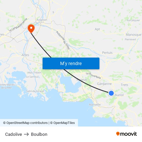 Cadolive to Boulbon map