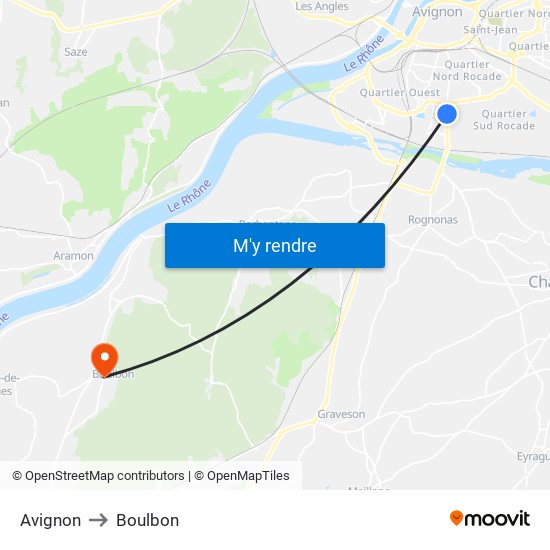 Avignon to Boulbon map