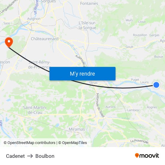 Cadenet to Boulbon map