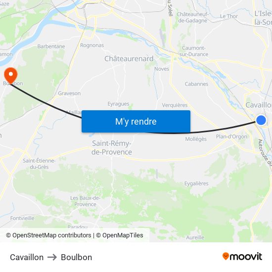 Cavaillon to Boulbon map