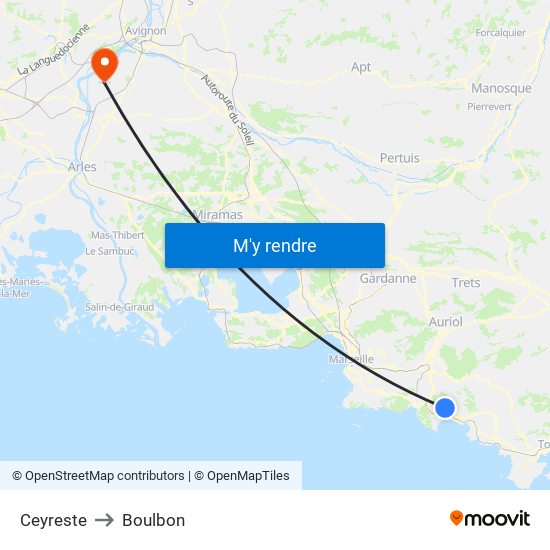 Ceyreste to Boulbon map