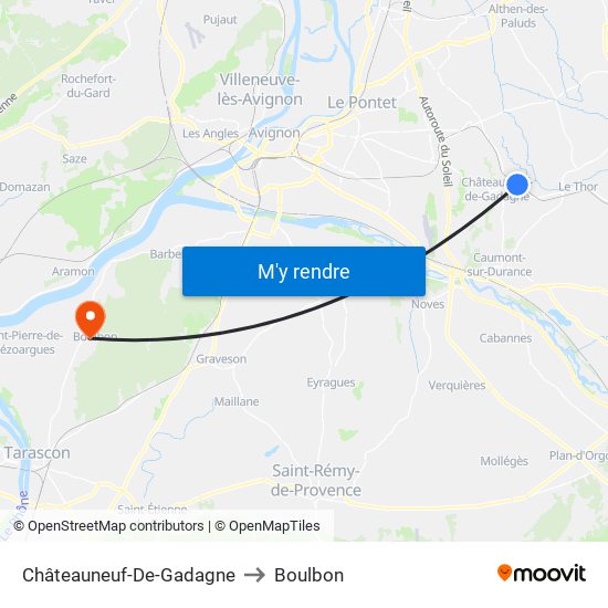 Châteauneuf-De-Gadagne to Boulbon map