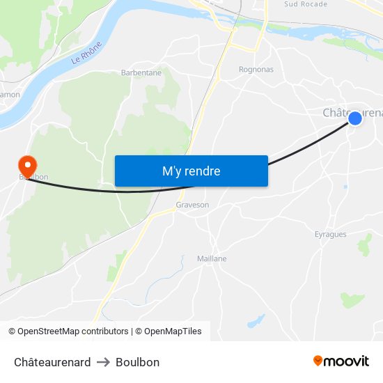 Châteaurenard to Boulbon map