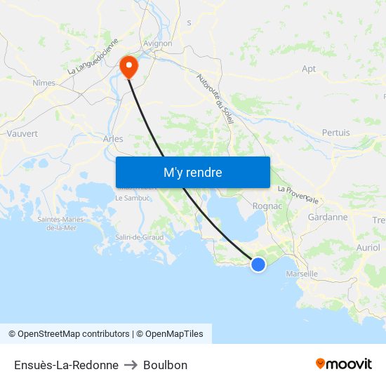 Ensuès-La-Redonne to Boulbon map