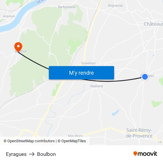 Eyragues to Boulbon map