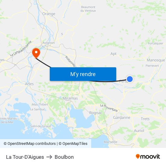 La Tour-D'Aigues to Boulbon map