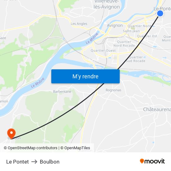 Le Pontet to Boulbon map