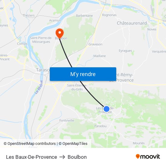 Les Baux-De-Provence to Boulbon map