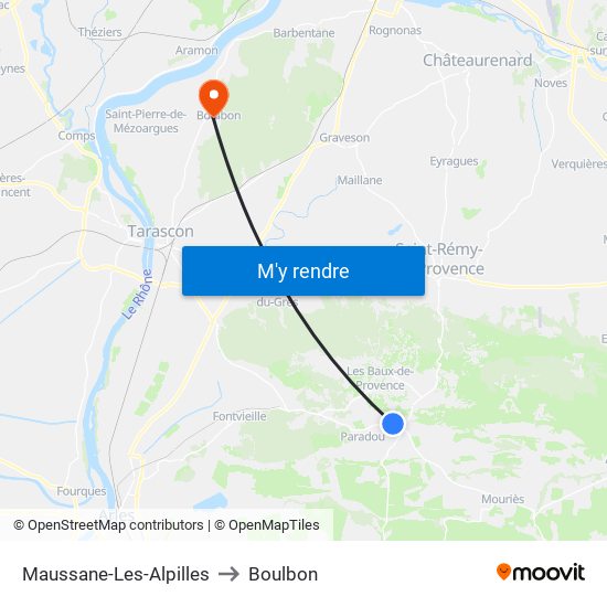 Maussane-Les-Alpilles to Boulbon map