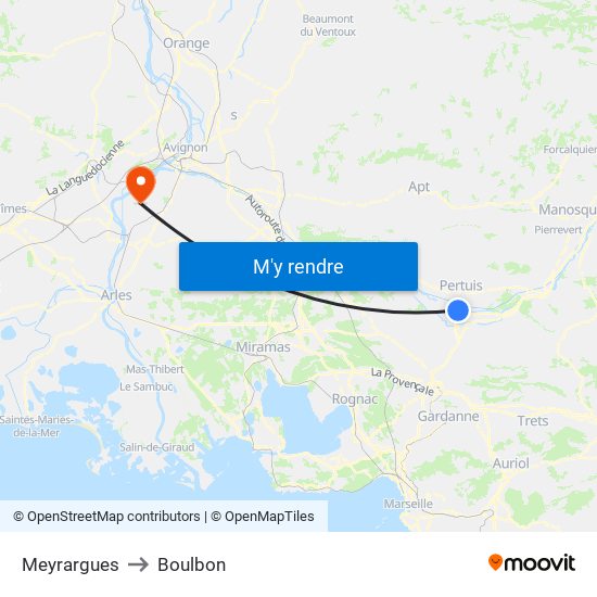 Meyrargues to Boulbon map