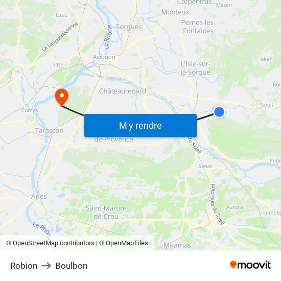 Robion to Boulbon map