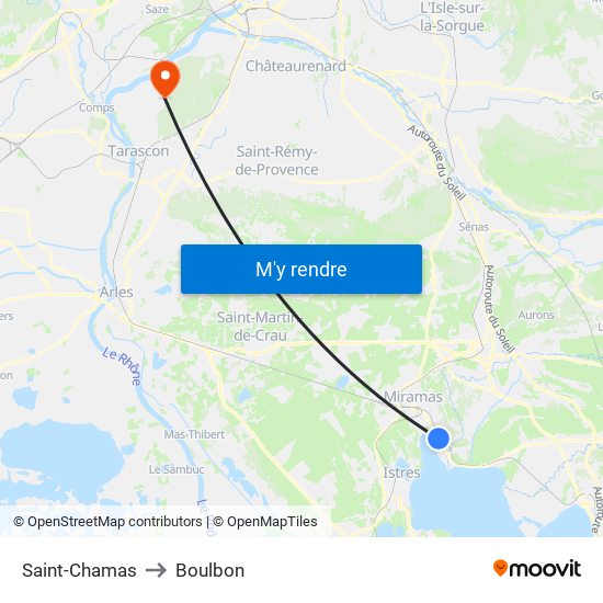 Saint-Chamas to Boulbon map