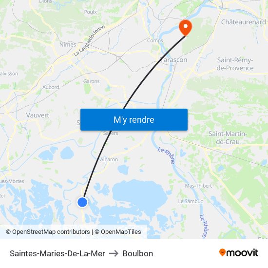 Saintes-Maries-De-La-Mer to Boulbon map