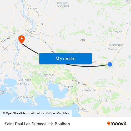 Saint-Paul-Lès-Durance to Boulbon map