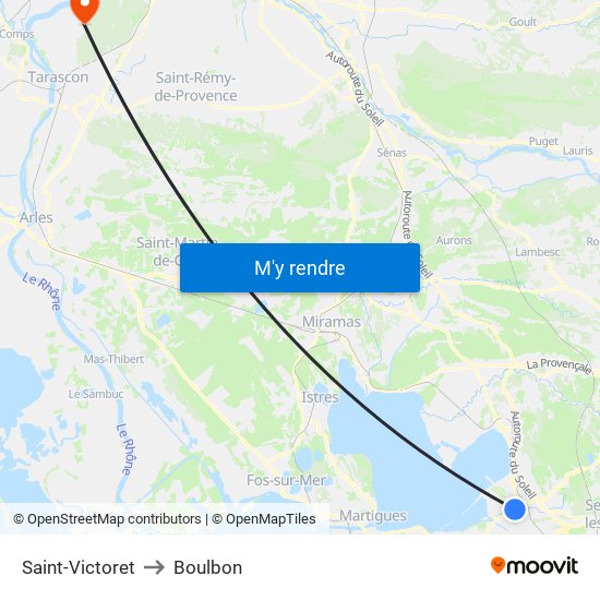 Saint-Victoret to Boulbon map
