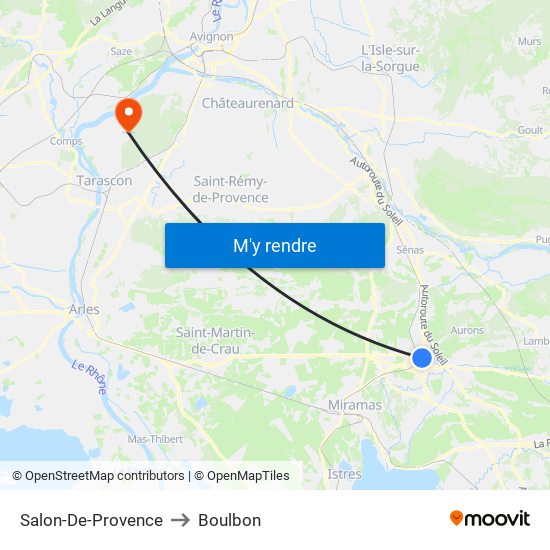 Salon-De-Provence to Boulbon map