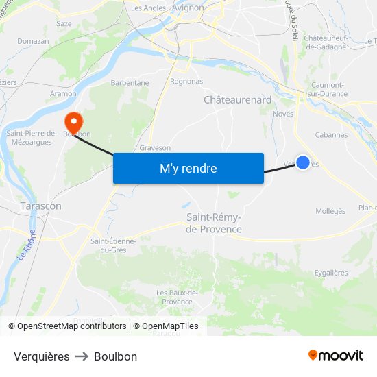 Verquières to Boulbon map