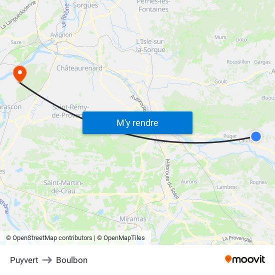 Puyvert to Boulbon map