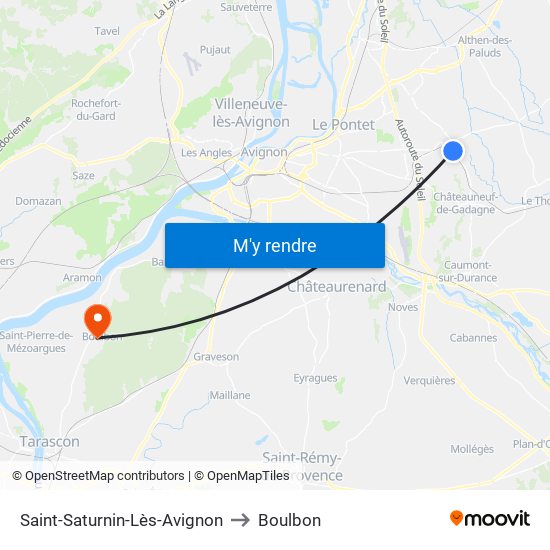 Saint-Saturnin-Lès-Avignon to Boulbon map